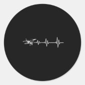 Heartbeat Flying Plane Pulse Line Retro Prop Aircr Runder Aufkleber (Vorderseite)