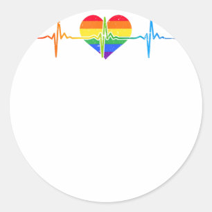 Heartbeat Gay LGBTQ Herzschlag Lieblicher Pride Le Runder Aufkleber