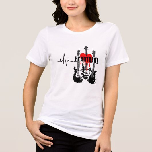 Heartbeat Gitarren-Design Tri-Blend Shirt (Vorderseite)