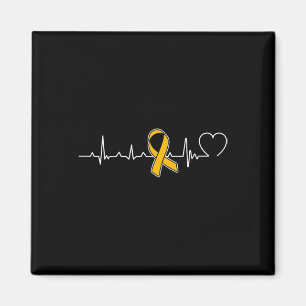 Heartbeat Gold Ribbon Kindheit Krebs Bewusstsein Magnet