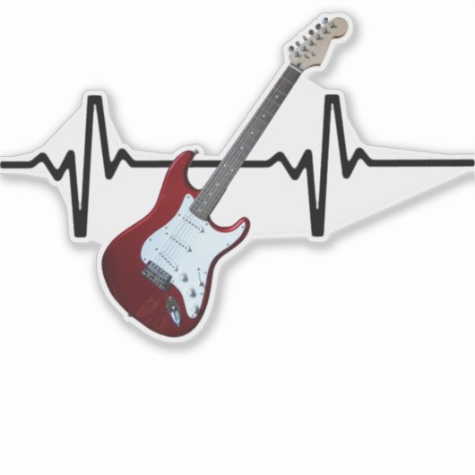Heartbeat Guitar Aufkleber (Vorderseite)