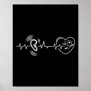 Heartbeat Hand Sign Language Heart Loss Awarenes Poster