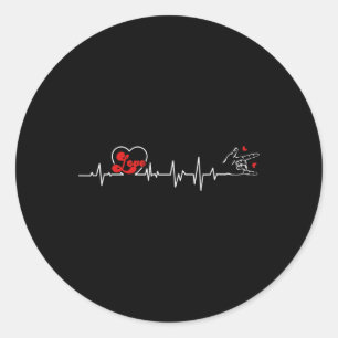 Heartbeat Hand Sign Language Heart Loss Awarenes Runder Aufkleber
