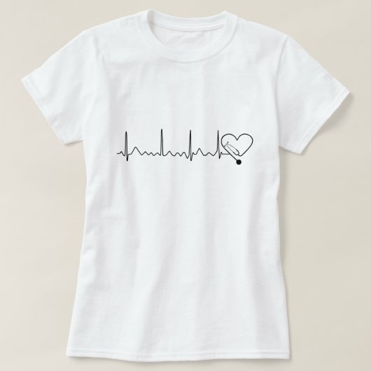 Heartbeat Heart Rate Nurse Doctor Stethoscope T-Shirt (Design vorne)