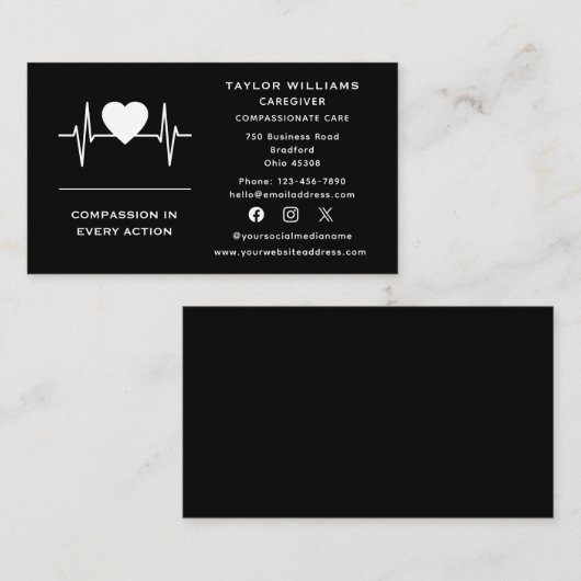 Heartbeat Heartbeat Heart EKG EKG Visitenkarte (Vorne/Hinten)