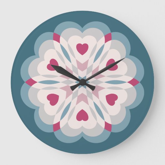 Heartbeat Kaleidoskop Große Wanduhr (Vorderseite)