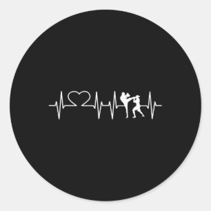Heartbeat Kickboxing Shirt Kick Boxing Karate T-Sh Runder Aufkleber