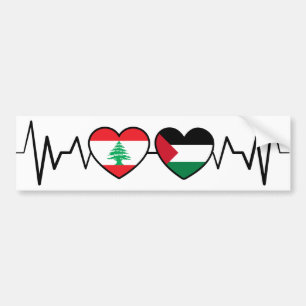 Heartbeat Libanon Palästina Unity Fahnen. Autoaufkleber