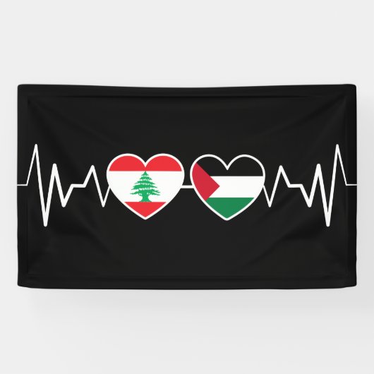 Heartbeat Libanon Palästina Unity Fahnen. Banner (Horizontal)