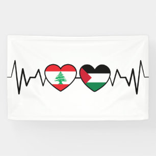 Heartbeat Libanon Palästina Unity Fahnen. Banner