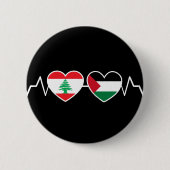 Heartbeat Libanon Palästina Unity Fahnen. Button (Vorderseite)