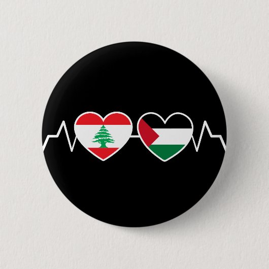 Heartbeat Libanon Palästina Unity Fahnen. Button (Vorderseite)