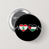 Heartbeat Libanon Palästina Unity Fahnen. Button (Vorne & Hinten)