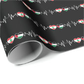 Heartbeat Libanon Palästina Unity Fahnen. Geschenkpapier (Rolleneckpunkt)