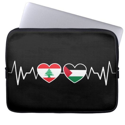 Heartbeat Libanon Palästina Unity Fahnen. Laptopschutzhülle (Vorderseite)