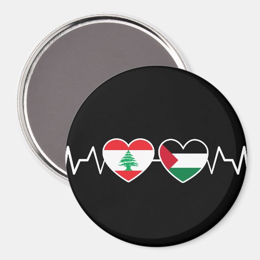 Heartbeat Libanon Palästina Unity Fahnen. Magnet (Vorderseite/Rückseite)