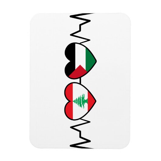 Heartbeat Libanon Palästina Unity Fahnen. Magnet (Vertikal)