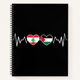 Heartbeat Libanon Palästina Unity Fahnen. Notizblock
