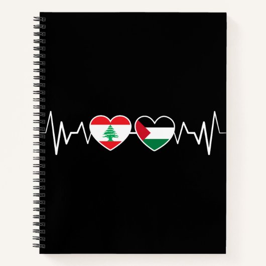 Heartbeat Libanon Palästina Unity Fahnen. Notizblock (Vorderseite)