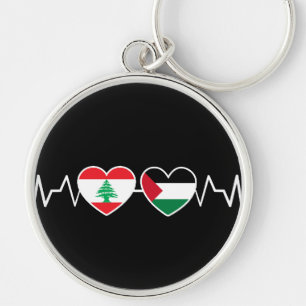 Heartbeat Libanon Palästina Unity Fahnen. Schlüsselanhänger