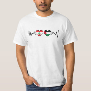 Heartbeat Libanon Palästina Unity Fahnen. T-Shirt
