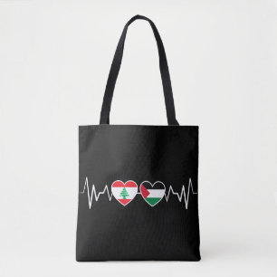 Heartbeat Libanon Palästina Unity Fahnen. Tasche