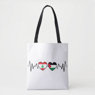 Heartbeat Libanon Palästina Unity Fahnen. Tasche