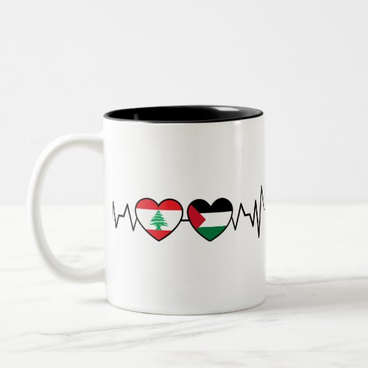 Heartbeat Libanon Palästina Unity Fahnen. Zweifarbige Tasse (Links)