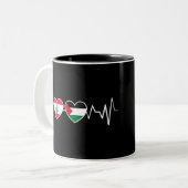 Heartbeat Libanon Palästina Unity Fahnen. Zweifarbige Tasse (Vorderseite Links)