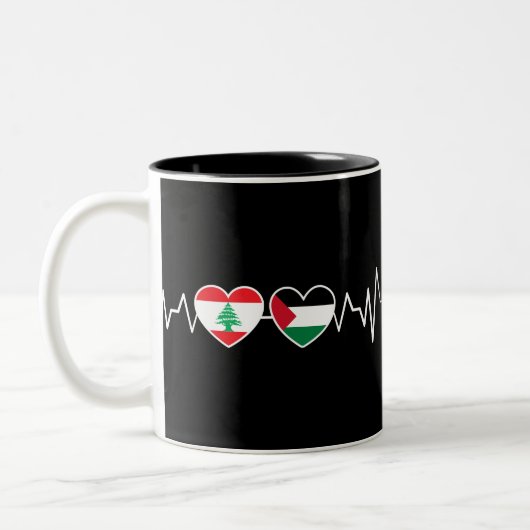 Heartbeat Libanon Palästina Unity Fahnen. Zweifarbige Tasse (Links)