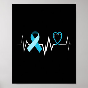 Heartbeat Light Blue Ribbon Hydrocephalus Awarenes Poster