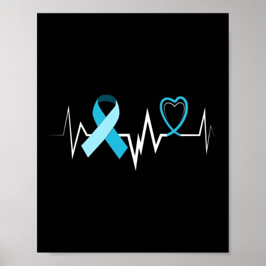 Heartbeat Light Blue Ribbon Hydrocephalus Awarenes Poster (Vorne)