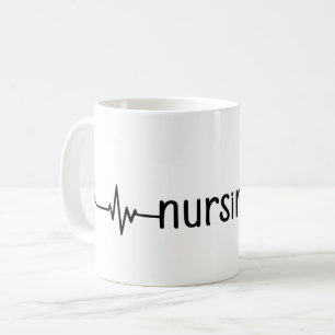 Heartbeat Line Art mit Stethoscope Kaffeetasse