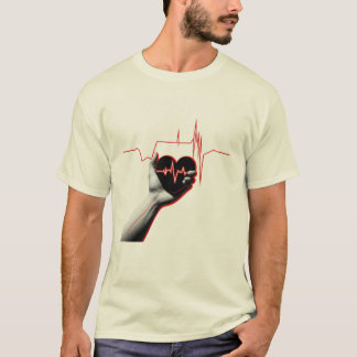 Heartbeat Love Design - Hand Holding Heart T-Shirt