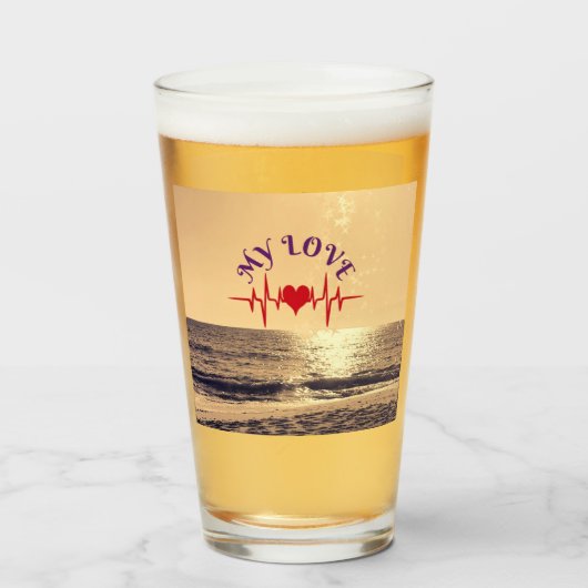 Heartbeat Love – Minimalist Romantic Design Glas (Rückseite (gefüllt))