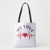 Heartbeat Love – Minimalist Romantic Design Tasche (Vorderseite)