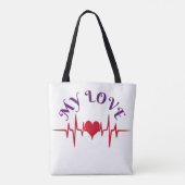 Heartbeat Love – Minimalist Romantic Design Tasche (Rückseite)