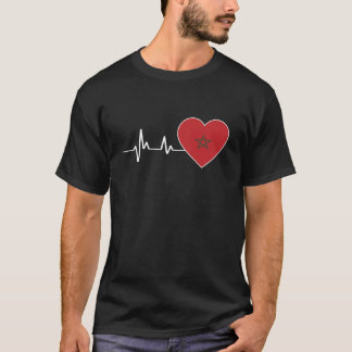 Heartbeat Marokko Flag als marokkanischer Flaggens T-Shirt