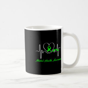 Heartbeat Mental Health Awareness Green Ribbon Sup Kaffeetasse