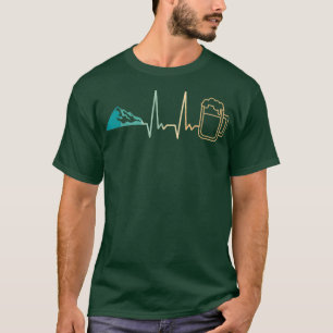 Heartbeat Mountains and Bierbeer Tasse Funny Gift T-Shirt