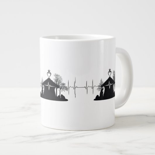Heartbeat Nativity Unique Minimal Jumbo Mug Jumbo-Tasse (Vorderseite Rechts)