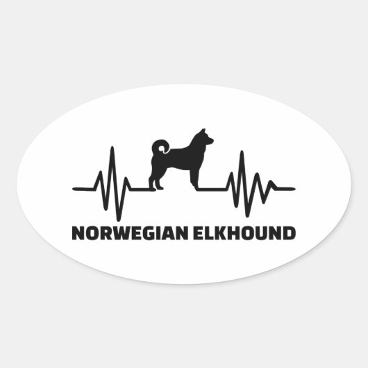 Heartbeat Norwegisch Elkhound Ovaler Aufkleber (Vorderseite)