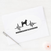 Heartbeat Norwegisch Elkhound Ovaler Aufkleber (Umschlag)