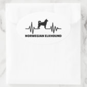 Heartbeat Norwegisch Elkhound Ovaler Aufkleber (Tasche)