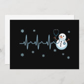 Heartbeat Nurse Snowman Weihnachten Einladung (Vorne/Hinten)