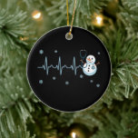 Heartbeat Nurse Snowman Weihnachten Keramik Ornament<br><div class="desc">Heartbeat Nurse Snowman Weihnachten</div>
