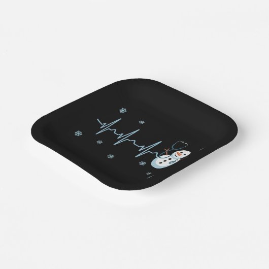 Heartbeat Nurse Snowman Weihnachten Pappteller (Gewinkelt)