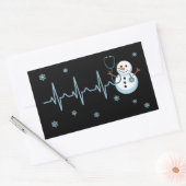 Heartbeat Nurse Snowman Weihnachten Rechteckiger Aufkleber (Umschlag)