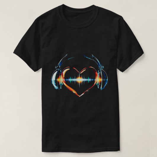 Heartbeat of Music | Neon DJ Soundwave Art T-Shirt (Design vorne)