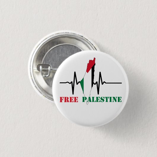 Heartbeat of Palestine Free Palestine Map stoppte Button (Vorne & Hinten)